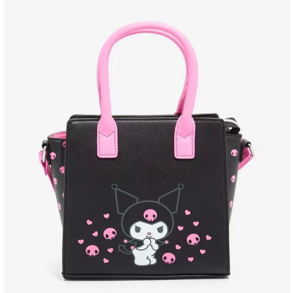 Loungefly Sanrio Kuromi Black Pink Skulls Satchel Purse Bag NWT